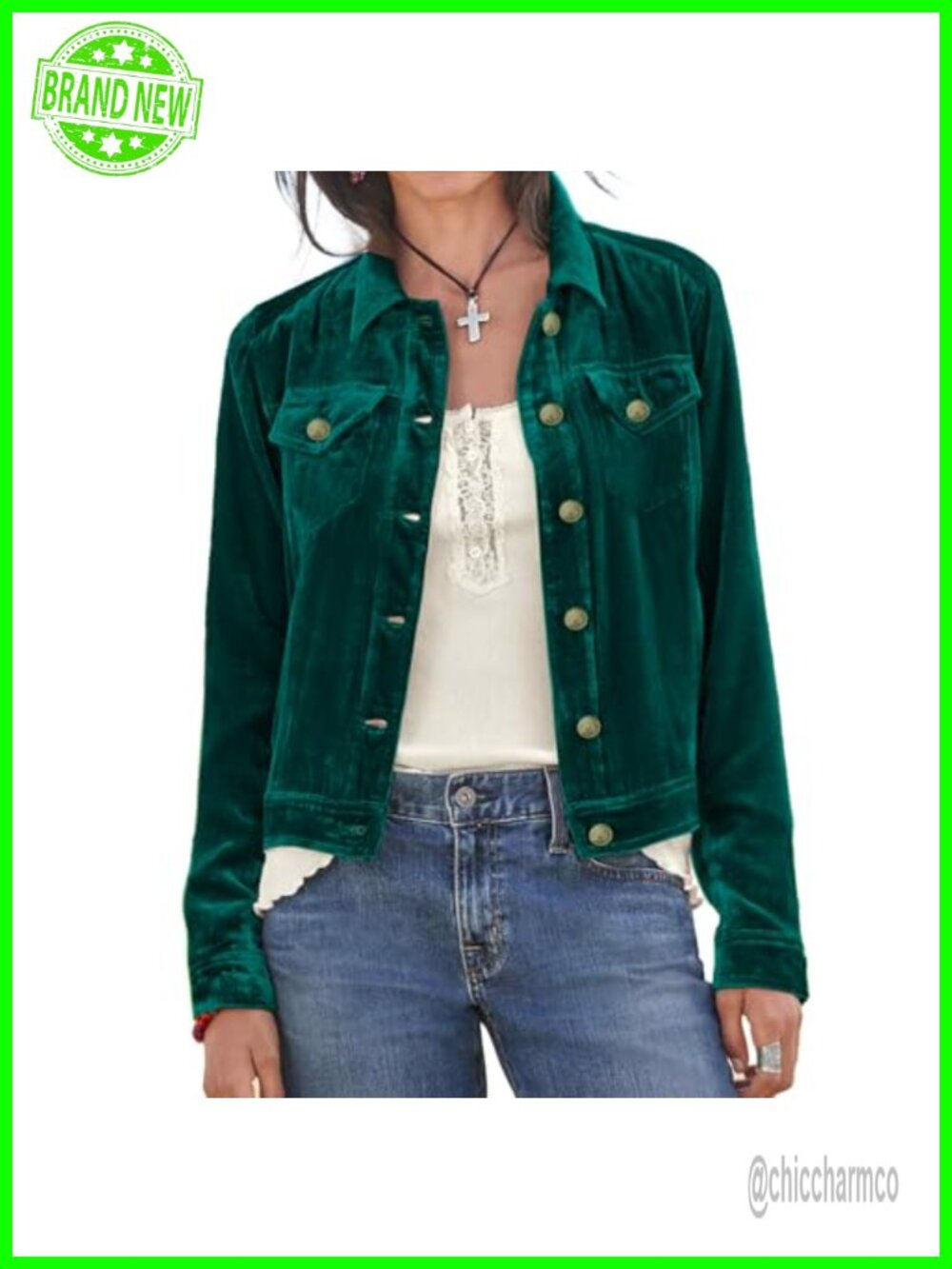 Women's Velvet Button Front Casual Jacket Long Sleeve Collared Coat